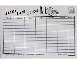 A6 Spielblock "Stadt Land Fluss" mit 40 Blatt, Suchbegriffe: Stadt,Land,Fluss,Tier,Name und Blume