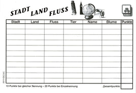 A6 Spielblock "Stadt Land Fluss" mit 40 Blatt, Suchbegriffe: Stadt,Land,Fluss,Tier,Name und Blume