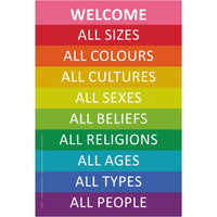 Aufkleber regenbogenfarben mit Welcome Botschaft