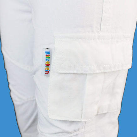 Baby Cargohose weiß mit Gummibund Größe 68 mit Seitentaschen