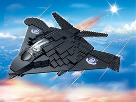 Banbao Klemmbausteine Air Force Flugzeug in schwarz mit Pilot