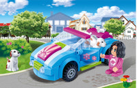 Banbao Klemmbausteine Cabrio Set 118-teilig mit Hintergrundbild Wohngegend