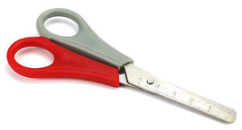 Bastelschere Linkshänder 13cm abgerundet in Grau-Rot
