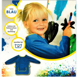 Bastelschürze für Kinder von 5-10 Jahren in blau mit gelben Rand