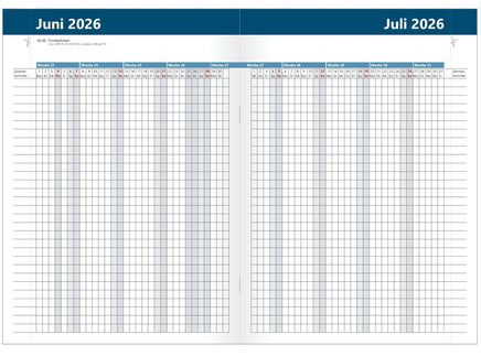 Belegungskalender 2026 A4 pro Seite 1 Monat