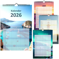 Bildkalender 2026 Terminkalender Familienplaner 32x22cm, farbenfroh mit Landschaften