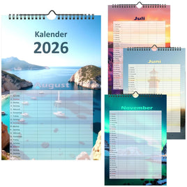 Bildkalender 2026 Terminkalender Familienplaner 32x22cm, farbenfroh mit Landschaften