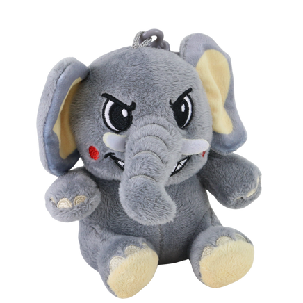 Sammelfiguren Plüschtier mit Schlüsselanhänger Zootiere im Käfig - Elefant