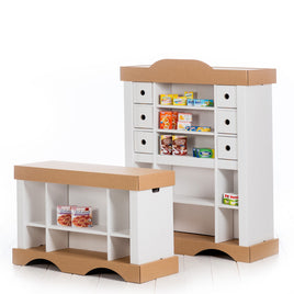 Calashop- bemalbarer Kaufmannsladen mit Theke und Regal