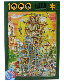 Cartoon Puzzle 1000 Teile Wimmelbild "Schiefer Turm von Pisa" in Karton