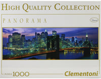 Clementoni Breitformat Panorama Puzzle 1000 Teile Städte New York Brookyn Bridge bei Nacht