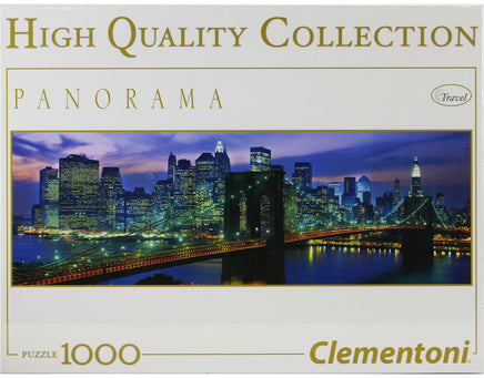 Clementoni Breitformat Panorama Puzzle 1000 Teile Städte New York Brookyn Bridge bei Nacht