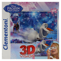 Clementoni Kinderpuzzle Disney 100 - 180 Teile, Olaf mit Anna und Kristoff mit 3D Effekt 