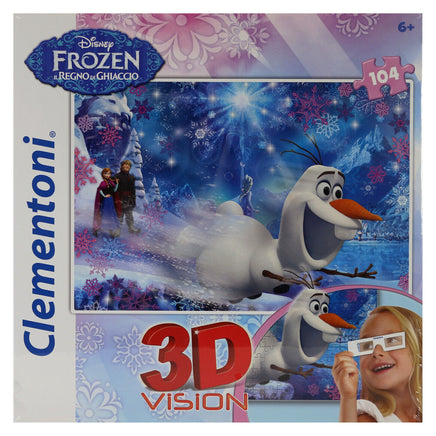 Clementoni Kinderpuzzle Disney 100 - 180 Teile, Olaf mit Anna und Kristoff mit 3D Effekt 