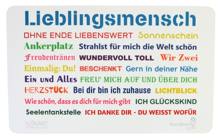 Dekor Frühstücksbrettchen mit Spruch Lieblingsmensch