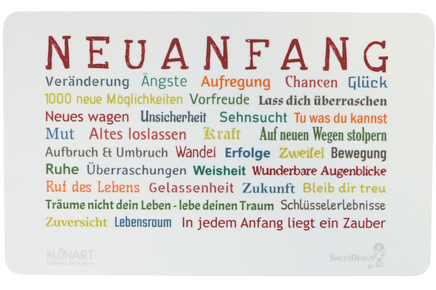 Dekor Frühstücksbrettchen mit Spruch Neuanfang