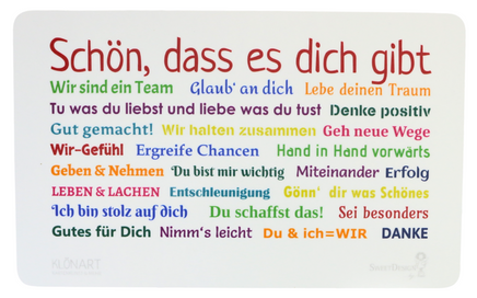 Dekor Frühstücksbrettchen mit Spruch Schön, dass es dich gibt. 