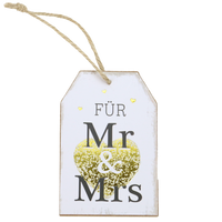 Dekoration und Anhänger für Hochzeit mit Spruch: Für Mr. und Mrs.