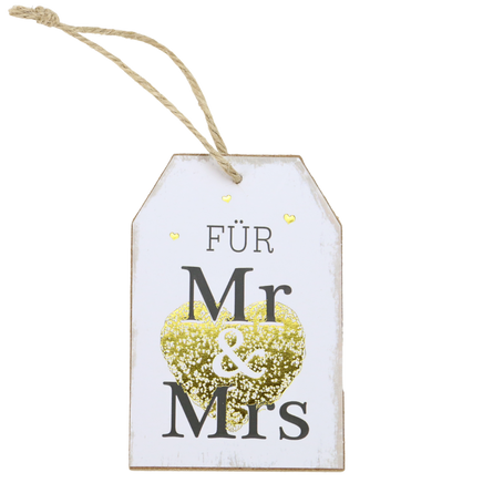 Dekoration und Anhänger für Hochzeit mit Spruch: Für Mr. und Mrs.