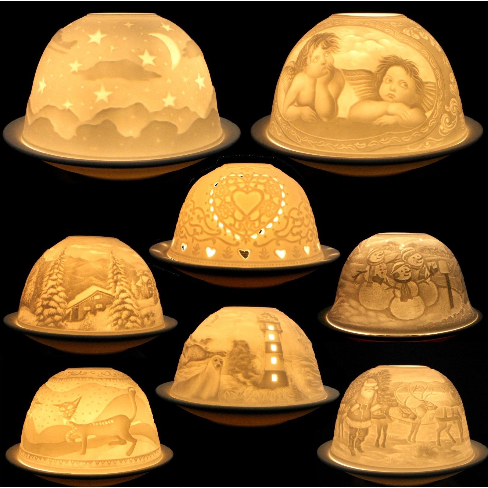 Dome-Light Porzellan Windlicht mit Motiv