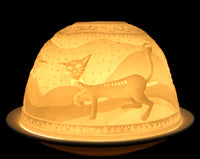 Dome-Light Porzellan Windlicht mit Motiv: Katzen