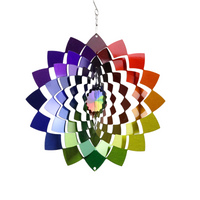 Edelstahl Windspiel in Regenbogenfarben