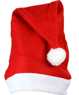 Filz Weihnachtsmütze rot mit weißer Bommel und weißen Rand, uni