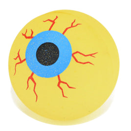 Flummi nachtleuchtend "Rotes Auge", ca. 35mm, schwarze Pupille, hellblaue Iris, rote Blutäderchen