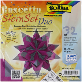 Folia Bascetta- Stern Set Duo,in lila-grau, Ø 20cm