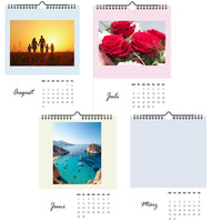 Foto- Bastelkalender Pastell A4 2026 DIY, Gestaltungsbeispiele verschiedener Monate