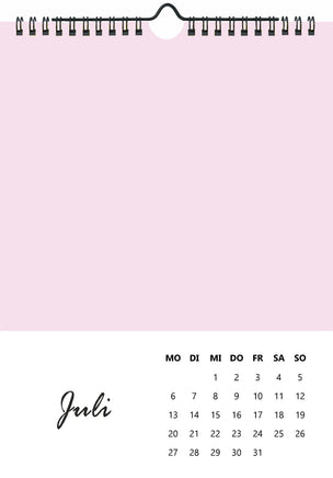 Foto- Bastelkalender Pastell A4 2026 DIY, Juli, Pastellrosa