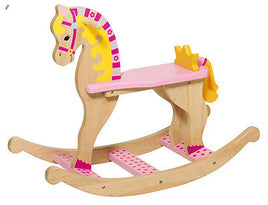 GOKI Holz Schaukelpferd "Prinzessin", rosa mit gelben Akzenten