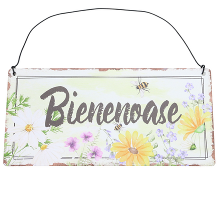 Gartenschild mit Spruch: Bienenoase