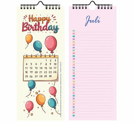 Geburtstagskalender Pastell Streifenkalender immerwährend, Beispiel: Deckblatt + Monatsübersicht