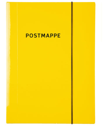 Gelbe Postmappe mit Gummizug