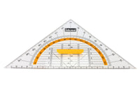 Geodreieck in 2 Größen wählbar, 22cm, transparent mit orangenen Bogen und gelben Griff