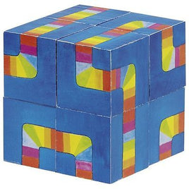 Goki 3D Würfel-Puzzle Farblabyrinth 57668, blau, regenbogenfarbige Wege