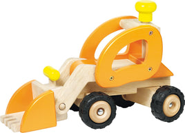 Goki Großer Holz Bagger mit Funktion in den Farben orange, natur, gelb