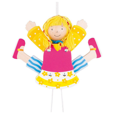 Goki Hampelfigur "Mädchen" aus Holz 53044 hüpfend