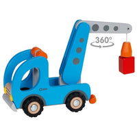 Goki Kranwagen mit Anhänger & Ladung  32cm, 360 Grad Kranfunktion