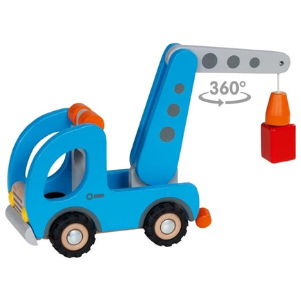 Goki Kranwagen mit Anhänger & Ladung  32cm, 360 Grad Kranfunktion