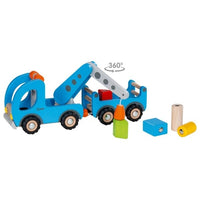Goki Kranwagen mit Anhänger & Ladung  32cm, beim Abladen 