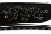 Goki Mundharmonika mit Tier-Gravur 11 cm Detailansicht Gravur: Löwe, Zebra, Elefant