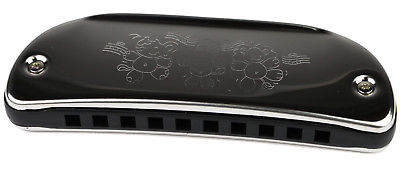 Goki Mundharmonika mit Tier-Gravur 11 cm, Draufsicht