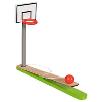 Goki Tischbasketball aus Holz 53791, roter Ball + Korb, grüner Untergrund