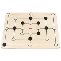 Goki XXL Dame Mühle Spiel 2-seitig aus Holz, Beispiel Mühle