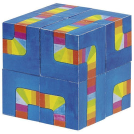Goki 3D Würfel-Puzzle Farblabyrinth 57668, blau mit buntem Weg: rot,gelb,grün,lila,orange,hellblau