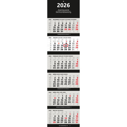 Großer 6-Monatskalender 2026 schwarz