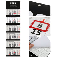 Großer 6-Monatskalender 2026 schwarz mit Datumsschieber