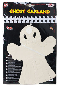 Halloween Deko "Gespenster Girlande" in cremefarben, 3 Meter lang